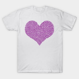 Turing Pattern Sunburst Love Heart (Purple) T-Shirt